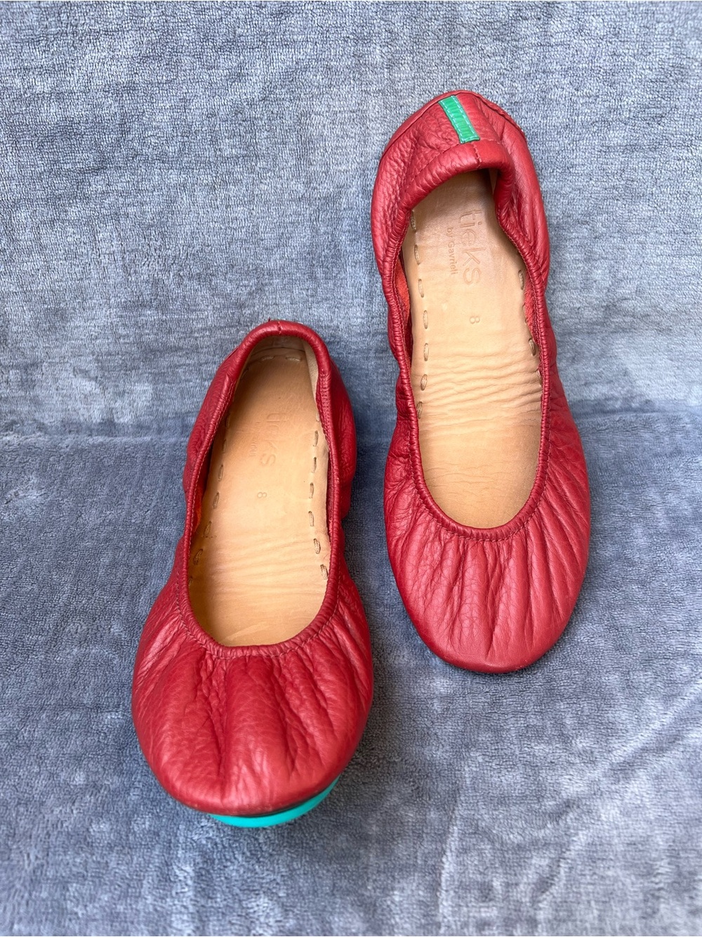 TIEKS by GAVRIELI Red Leather Ballet Flats Womens Size 8 Comfort Classic Chic